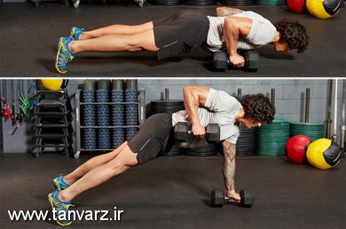 زیر بغل دمبل در حالت شنا